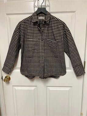 Everlane Black and White Plaid Long-Sleeve Shirt